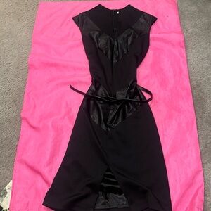 black cocktail dress with a belt